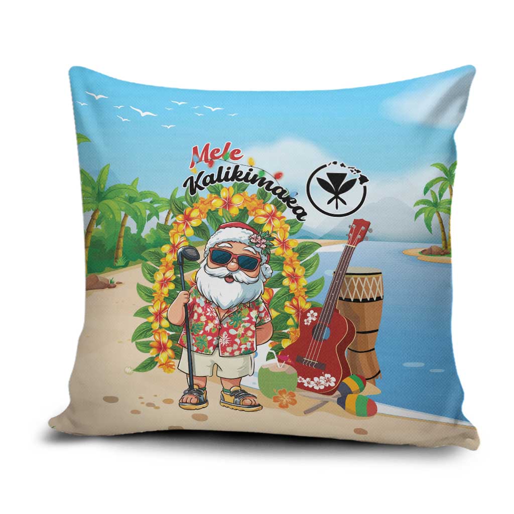 Hawaii Golf Christmas Pillow Cover Mele Kalikimaka Funny Golfer Santa - Polynesian Pride