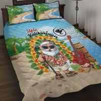 Hawaii Golf Christmas Quilt Bed Set Mele Kalikimaka Funny Golfer Santa - Polynesian Pride