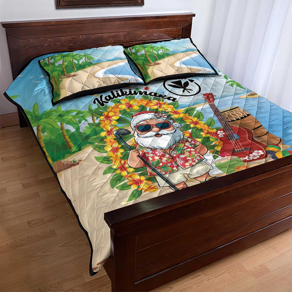 Hawaii Golf Christmas Quilt Bed Set Mele Kalikimaka Funny Golfer Santa - Polynesian Pride