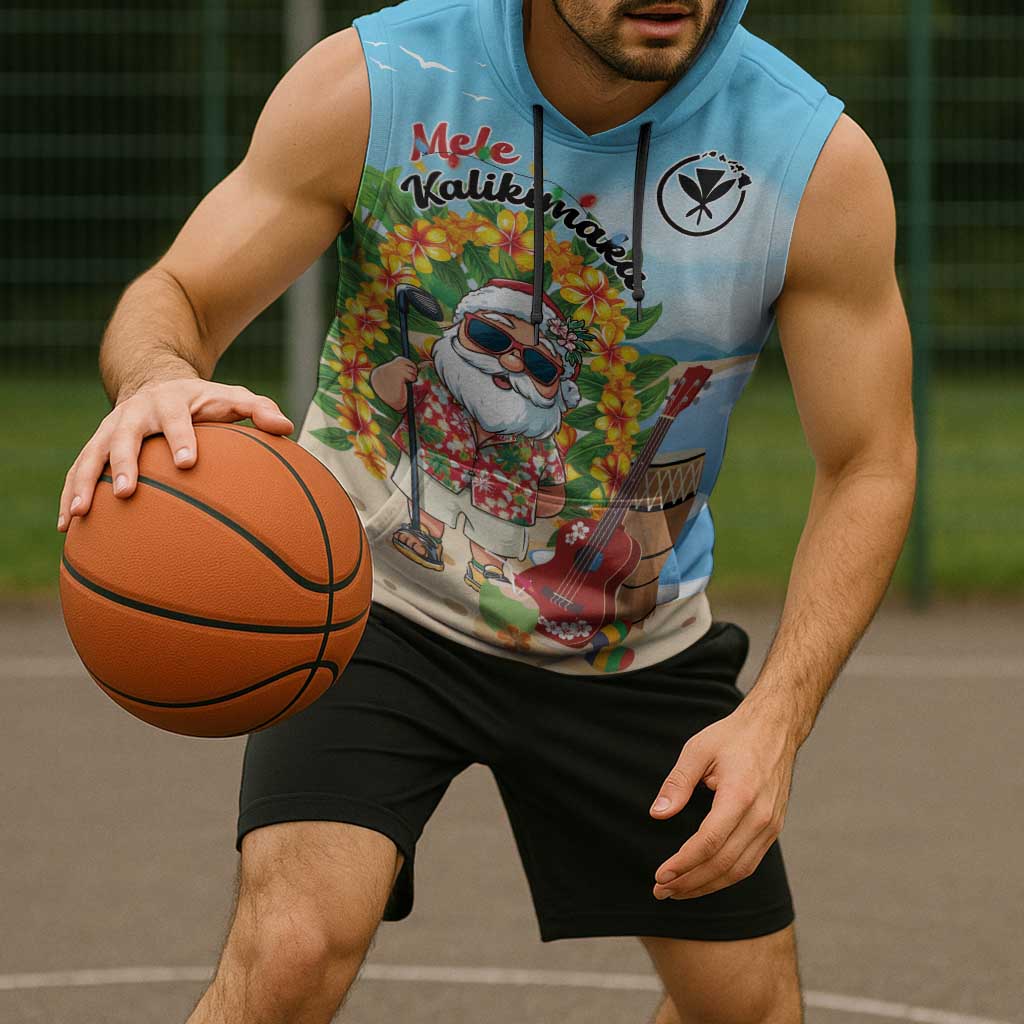 Personalized Hawaii Golf Christmas Sleeveless Hoodie Mele Kalikimaka Funny Golfer Santa - Polynesian Pride