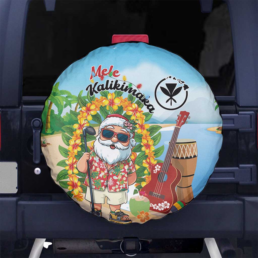 Hawaii Golf Christmas Spare Tire Cover Mele Kalikimaka Funny Golfer Santa - Polynesian Pride
