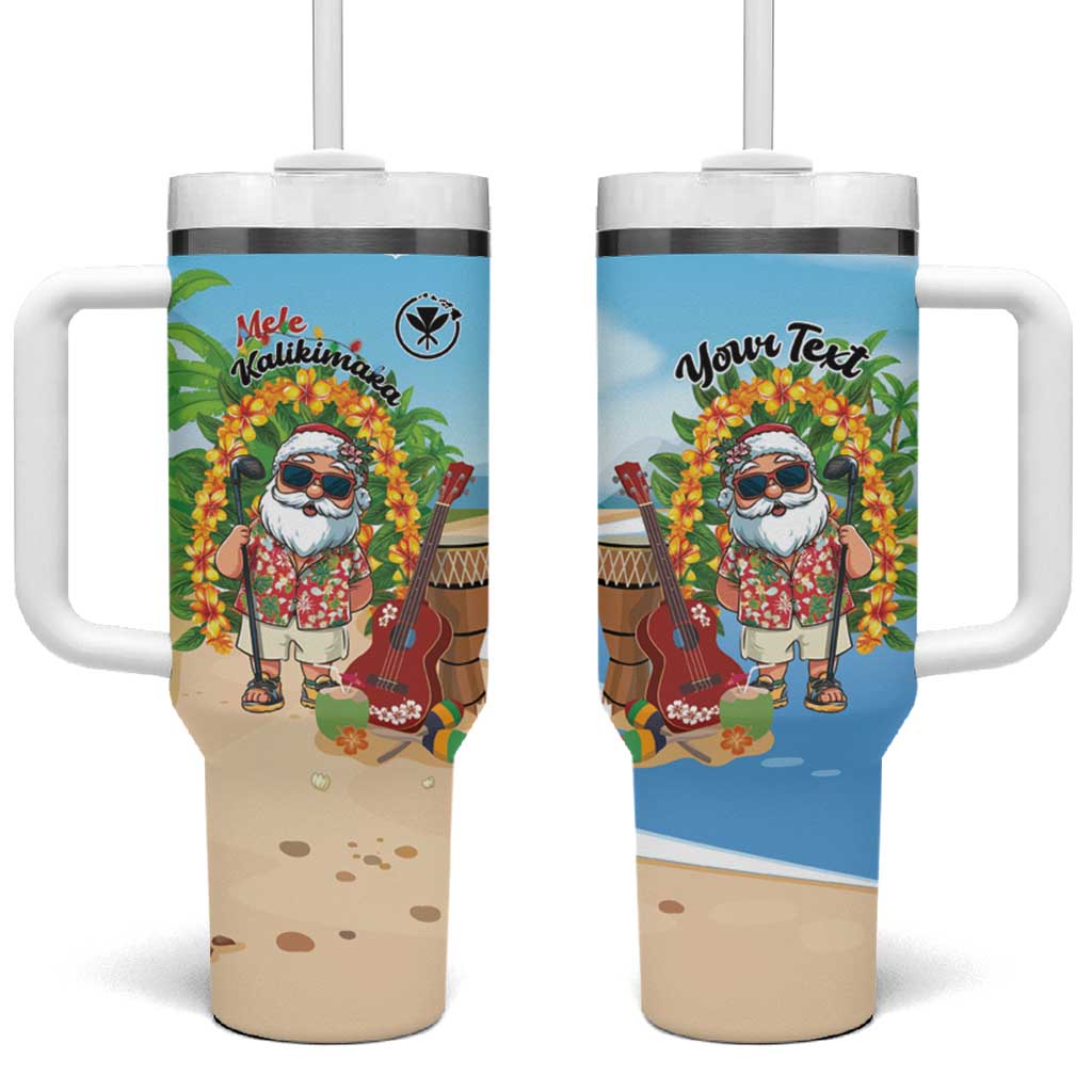 Personalized Hawaii Golf Christmas Tumbler With Handle Mele Kalikimaka Funny Golfer Santa - Polynesian Pride