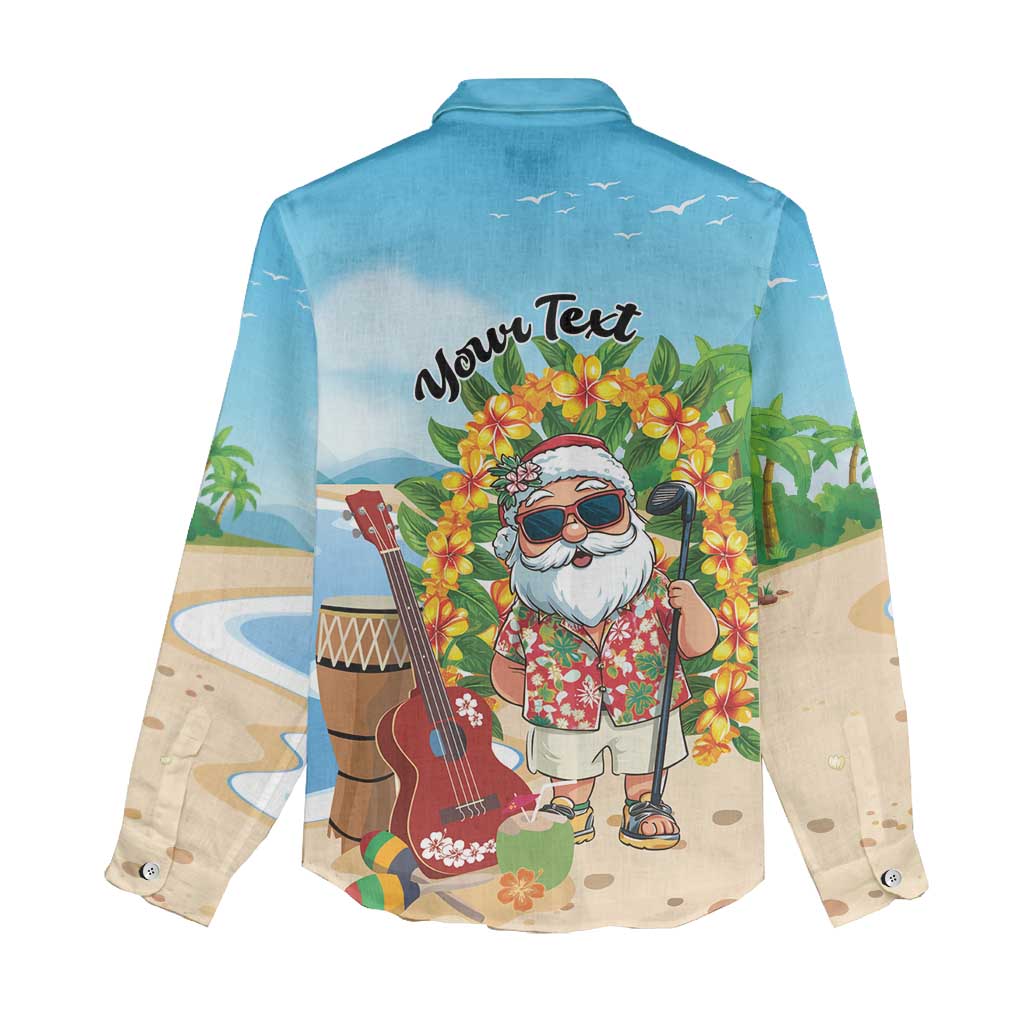 Personalized Hawaii Golf Christmas Women Casual Shirt Mele Kalikimaka Funny Golfer Santa - Polynesian Pride