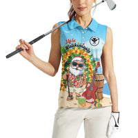 Personalized Hawaii Golf Christmas Women Sleeveless Polo Shirt Mele Kalikimaka Funny Golfer Santa - Polynesian Pride