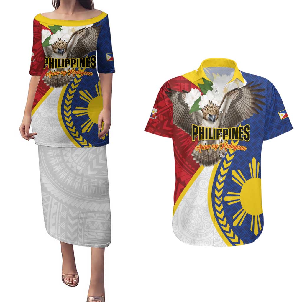 Personalized Philippines Couples Matching Puletasi and Hawaiian Shirt Filipino Araw ng Kalayaan LT01 Multicolor - Polynesian Pride