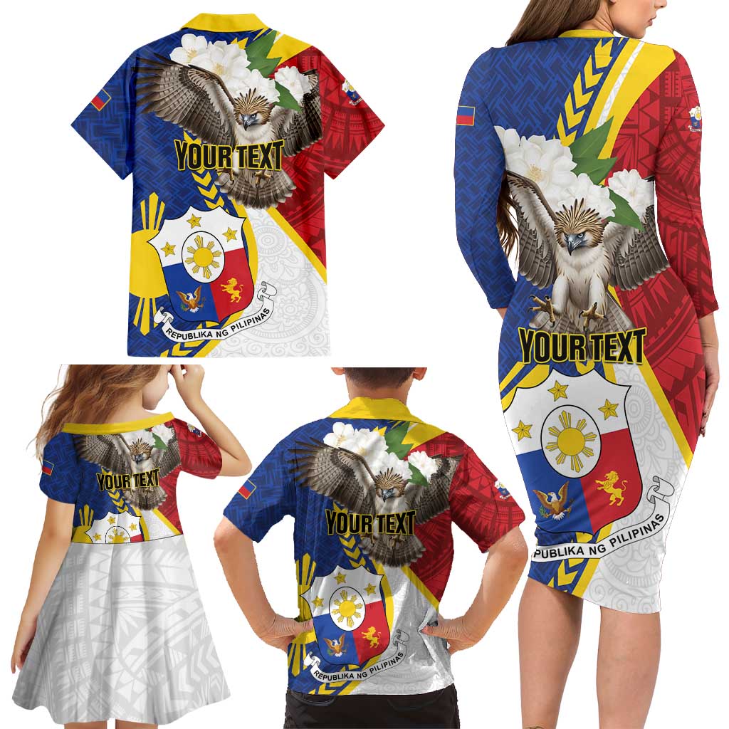 Personalized Philippines Family Matching Long Sleeve Bodycon Dress and Hawaiian Shirt Filipino Araw ng Kalayaan