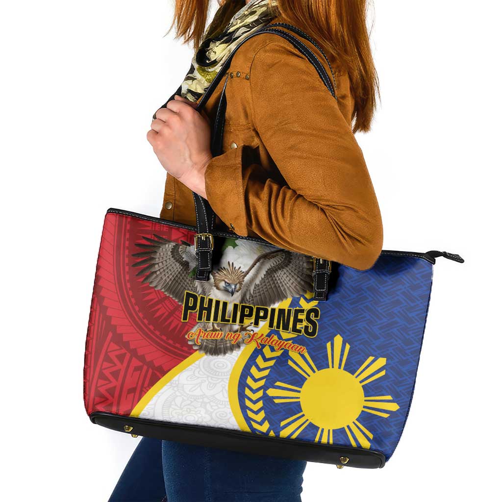 Philippines Leather Tote Bag Filipino Araw ng Kalayaan LT01 Multicolor - Polynesian Pride