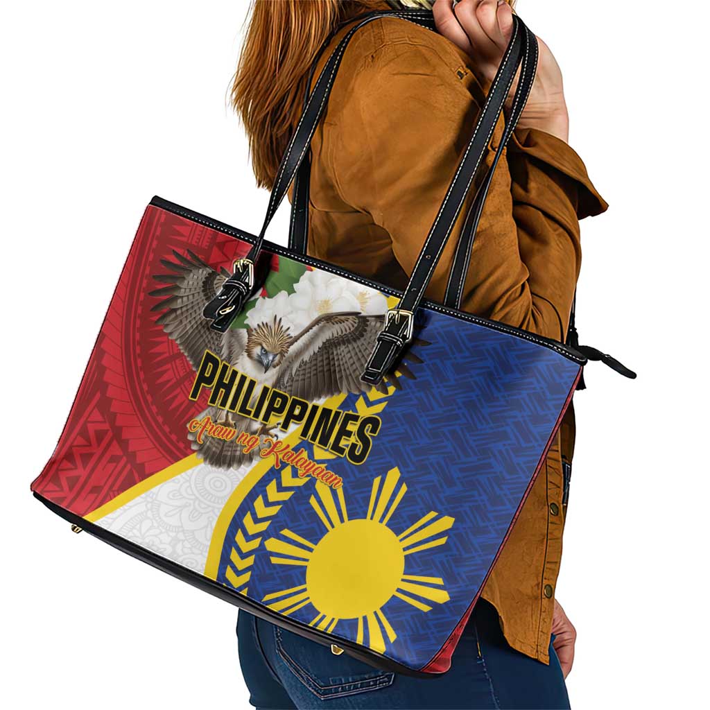 Philippines Leather Tote Bag Filipino Araw ng Kalayaan LT01 - Polynesian Pride