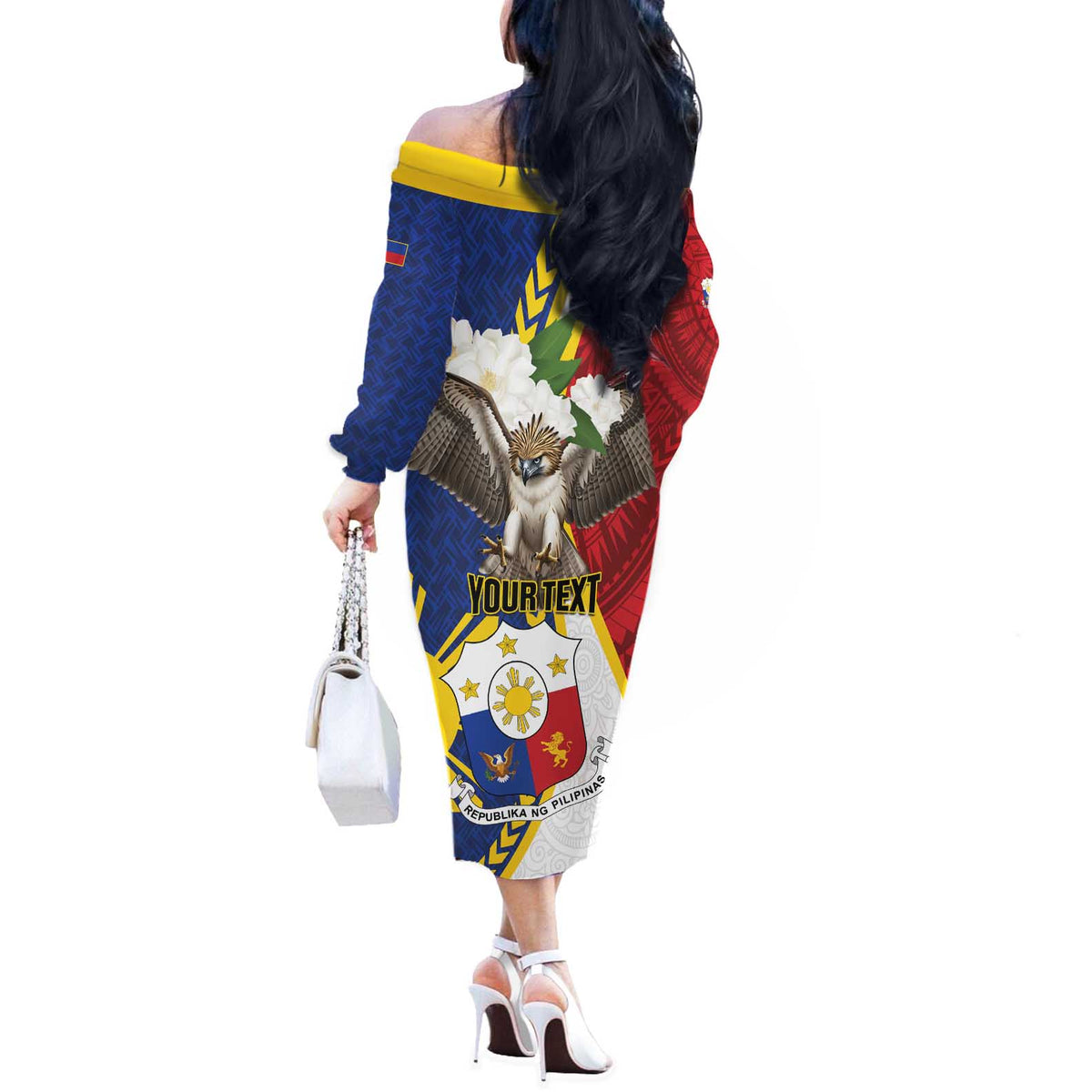 Personalized Philippines Off The Shoulder Long Sleeve Dress Filipino Araw ng Kalayaan LT01 - Polynesian Pride