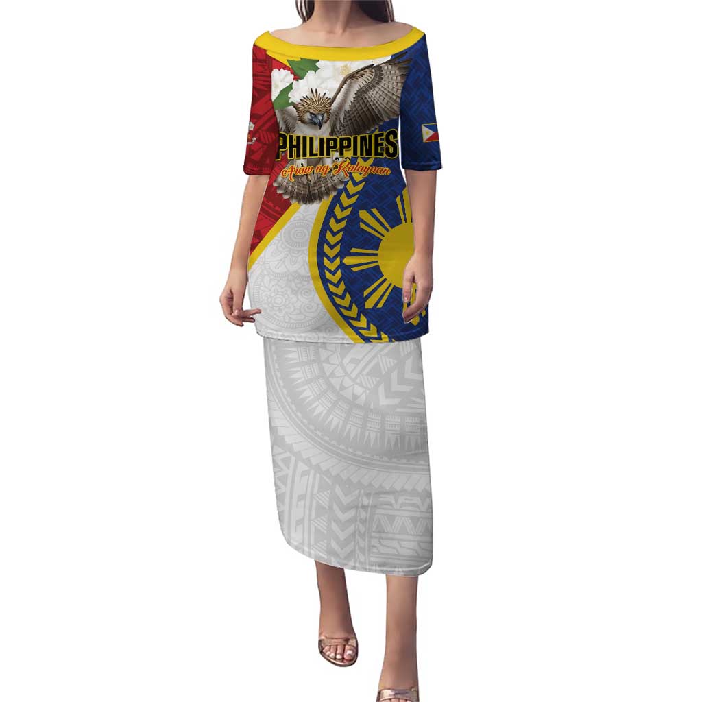 Personalized Philippines Puletasi Filipino Araw ng Kalayaan LT01 Long Dress Multicolor - Polynesian Pride