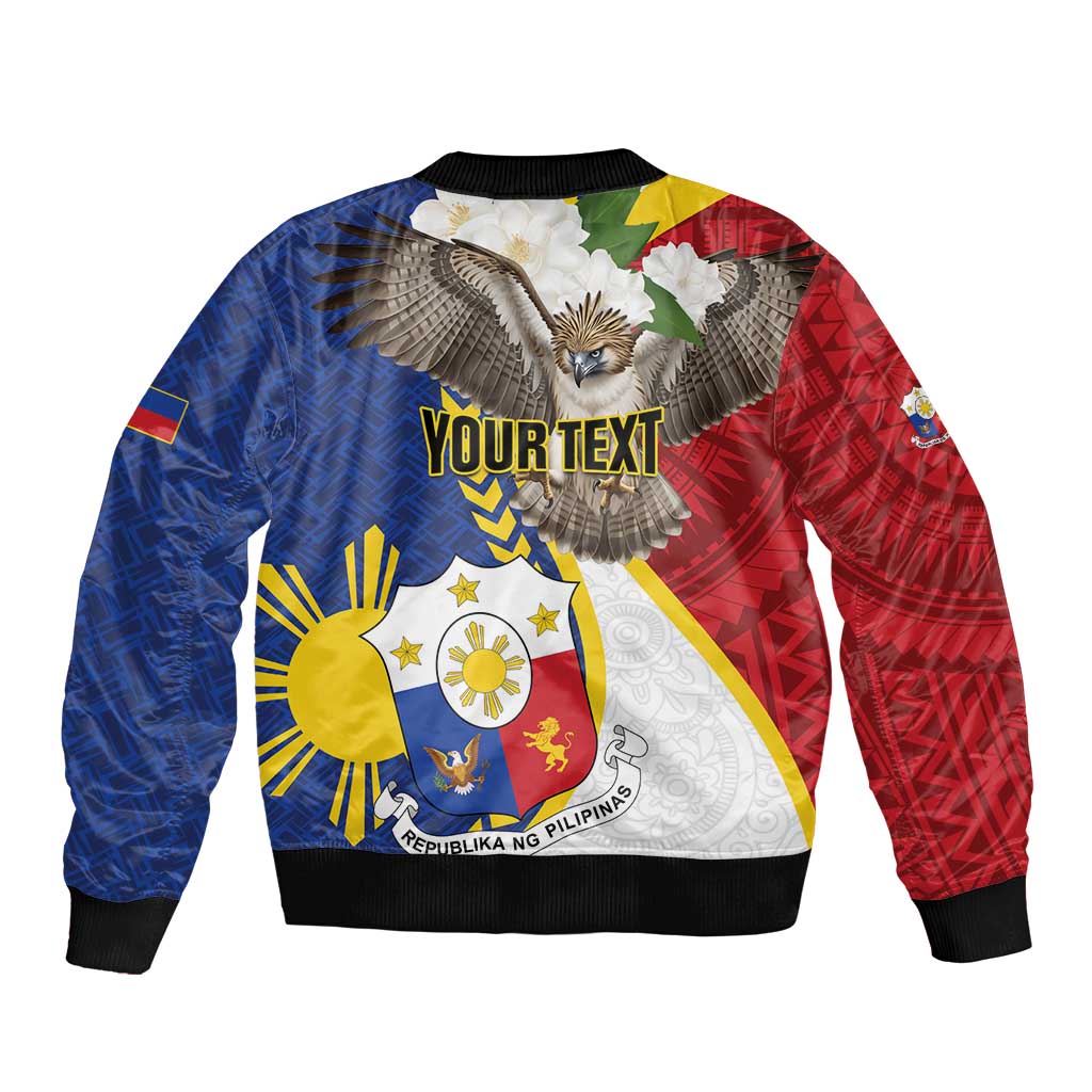 Personalized Philippines Sleeve Zip Bomber Jacket Filipino Araw ng Kalayaan