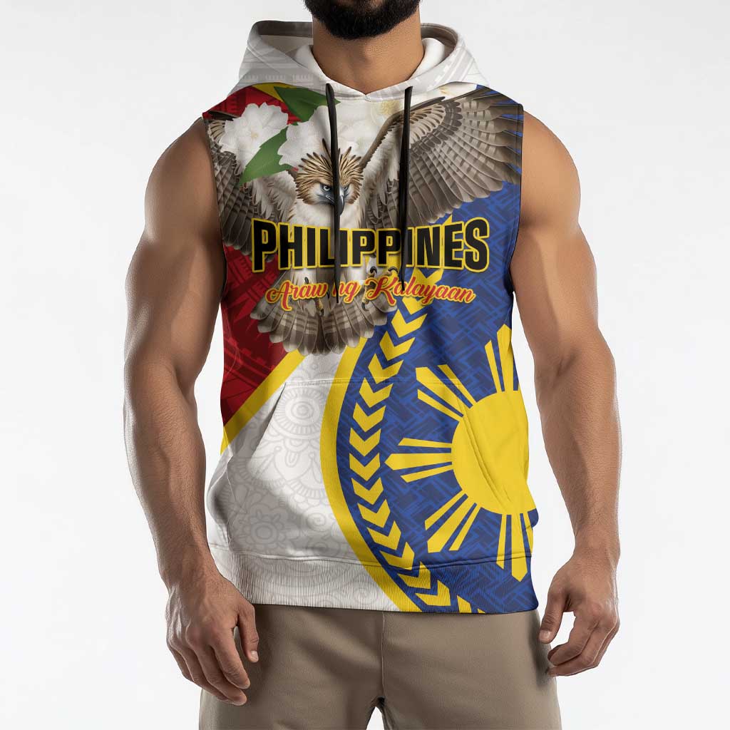 Personalized Philippines Sleeveless Hoodie Filipino Araw ng Kalayaan LT01 - Polynesian Pride