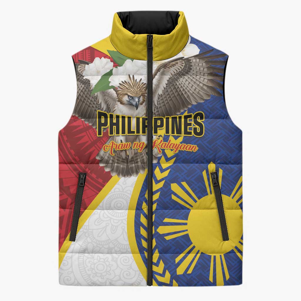 Personalized Philippines Sleeveless Puffer Jacket Filipino Araw ng Kalayaan