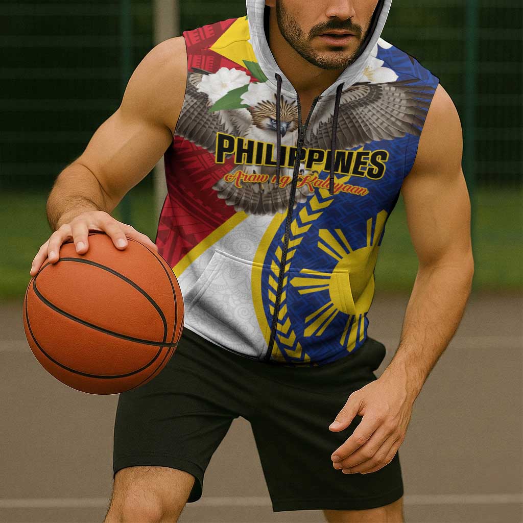 Personalized Philippines Sleeveless Zip Hoodie Filipino Araw ng Kalayaan LT01 - Polynesian Pride