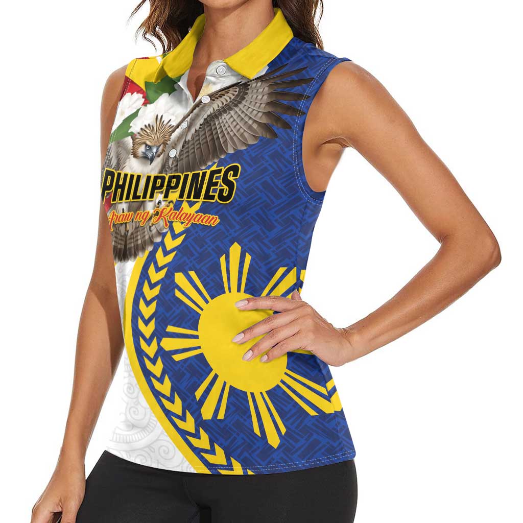 Personalized Philippines Women Sleeveless Polo Shirt Filipino Araw ng Kalayaan