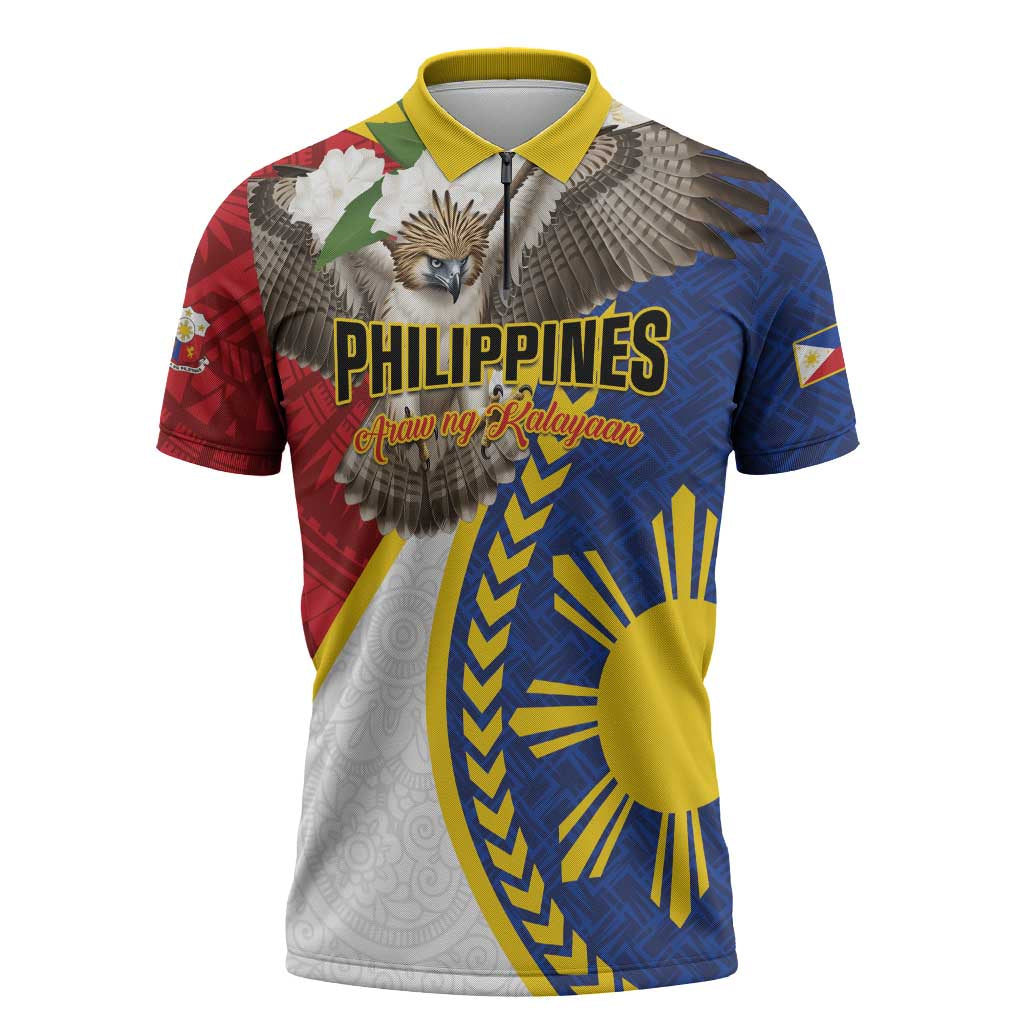 Personalized Philippines Zipper Polo Shirt Filipino Araw ng Kalayaan LT01 Multicolor - Polynesian Pride
