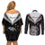 New Zealand Couples Matching Off Shoulder Short Dress and Long Sleeve Button Shirts Aotearoa Maori Kiwi Black Fern LT01 - Polynesian Pride