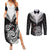 New Zealand Couples Matching Summer Maxi Dress and Long Sleeve Button Shirts Aotearoa Maori Kiwi Black Fern LT01 Black - Polynesian Pride