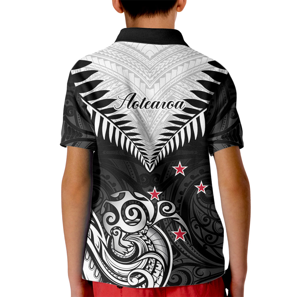 New Zealand Kid Polo Shirt Aotearoa Maori Kiwi Black Fern LT01 - Polynesian Pride