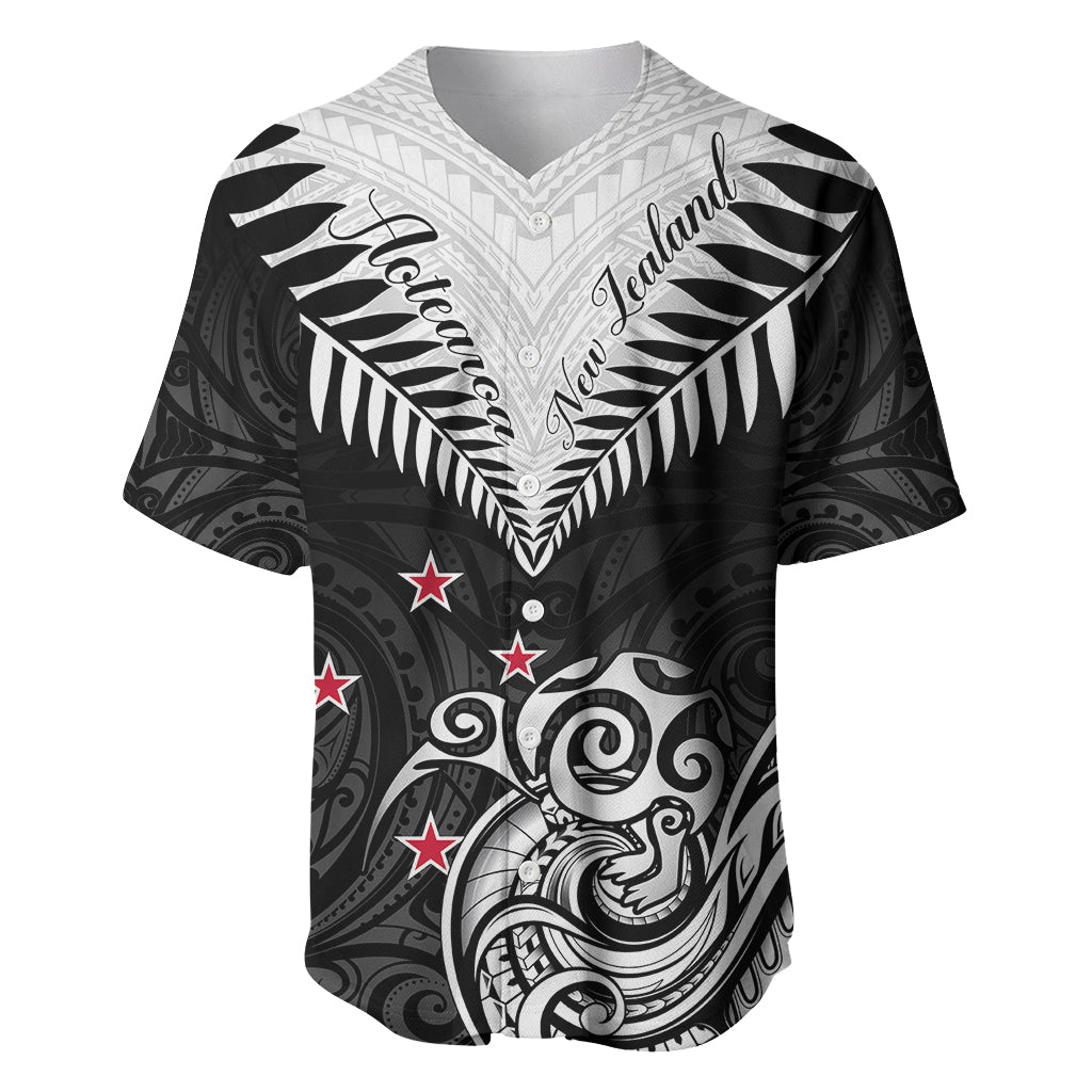 Personalised New Zealand Baseball Jersey Aotearoa Maori Kiwi Black Fern LT01 Black - Polynesian Pride