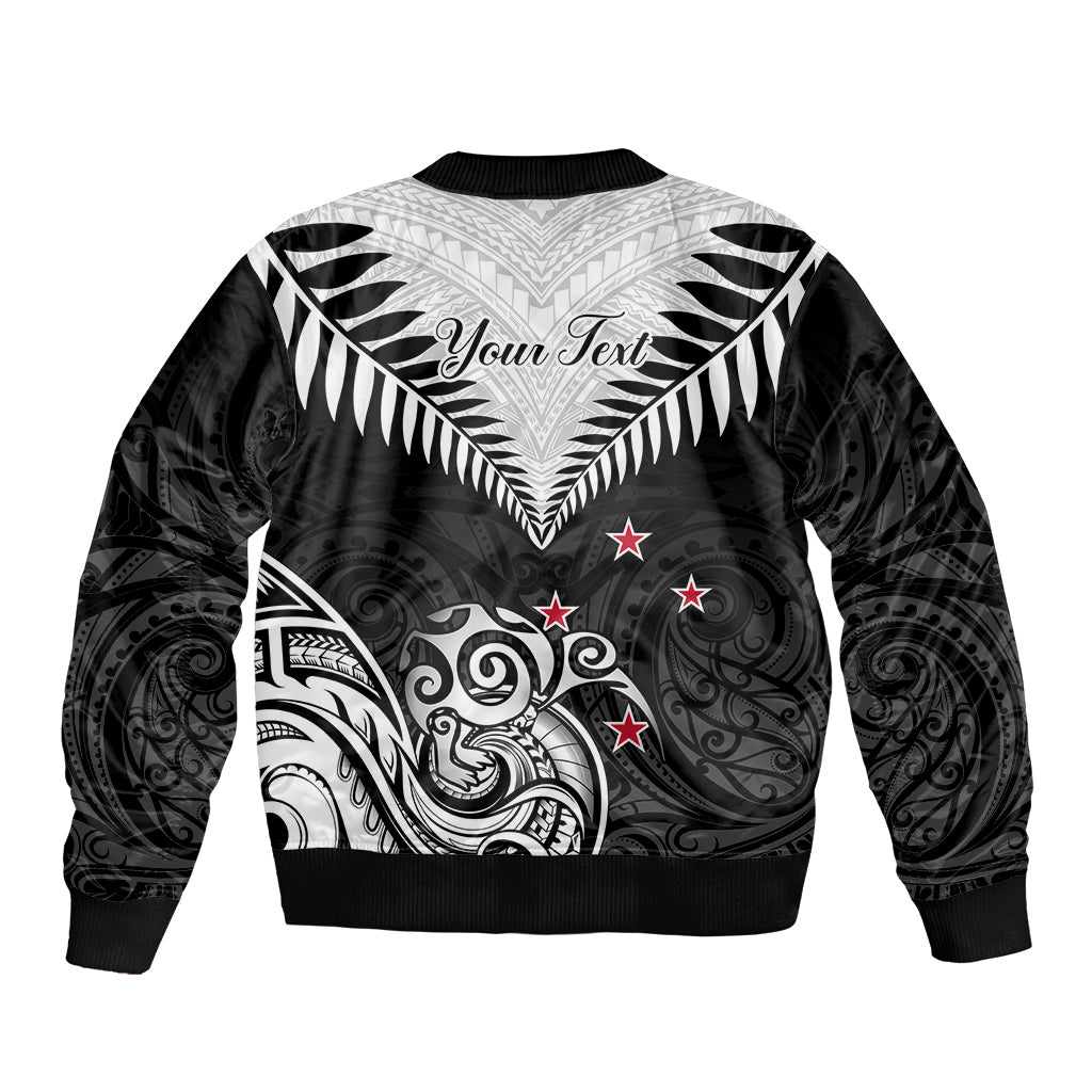 Personalised New Zealand Bomber Jacket Aotearoa Maori Kiwi Black Fern LT01 - Polynesian Pride