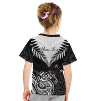 Personalised New Zealand Kid T Shirt Aotearoa Maori Kiwi Black Fern LT01 - Polynesian Pride