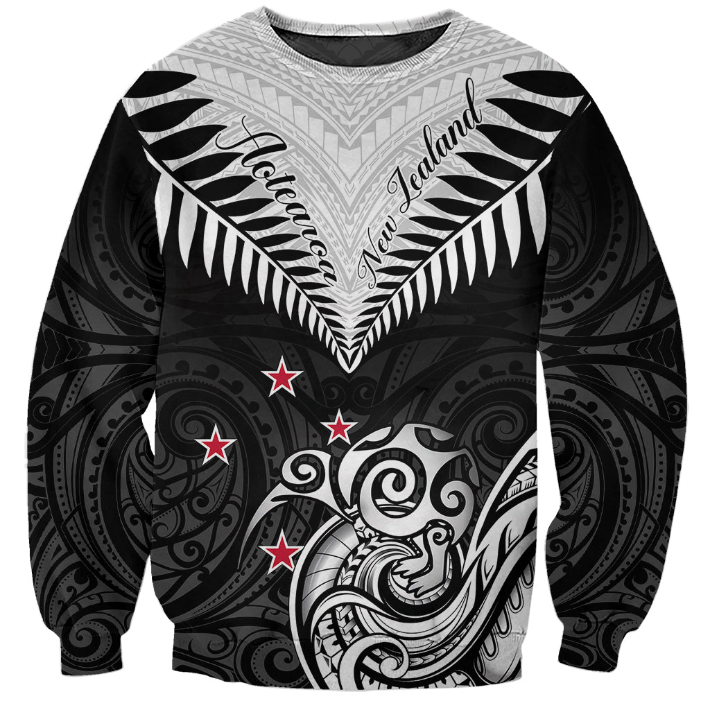 Personalised New Zealand Sweatshirt Aotearoa Maori Kiwi Black Fern LT01 Unisex Black - Polynesian Pride