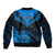Personalised New Zealand Bomber Jacket Aotearoa Blue Maori Kiwi Blue Fern LT01 - Polynesian Pride