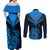 Personalised New Zealand Couples Matching Off Shoulder Maxi Dress and Long Sleeve Button Shirts Aotearoa Blue Maori Kiwi Blue Fern LT01 - Polynesian Pride