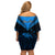 Personalised New Zealand Off Shoulder Short Dress Aotearoa Blue Maori Kiwi Blue Fern LT01 - Polynesian Pride