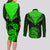 Personalised New Zealand Couples Matching Long Sleeve Bodycon Dress and Long Sleeve Button Shirts Aotearoa Maori Kiwi Green Fern LT01 - Polynesian Pride