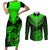 Personalised New Zealand Couples Matching Short Sleeve Bodycon Dress and Long Sleeve Button Shirts Aotearoa Maori Kiwi Green Fern LT01 Green - Polynesian Pride