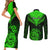 Personalised New Zealand Couples Matching Short Sleeve Bodycon Dress and Long Sleeve Button Shirts Aotearoa Maori Kiwi Green Fern LT01 - Polynesian Pride