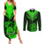 Personalised New Zealand Couples Matching Summer Maxi Dress and Long Sleeve Button Shirts Aotearoa Maori Kiwi Green Fern LT01 Green - Polynesian Pride