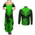 Personalised New Zealand Couples Matching Summer Maxi Dress and Long Sleeve Button Shirts Aotearoa Maori Kiwi Green Fern LT01 - Polynesian Pride