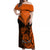 Personalised New Zealand Off Shoulder Maxi Dress Aotearoa Maori Kiwi Orange Fern LT01 Women Orange - Polynesian Pride