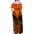 Personalised New Zealand Off Shoulder Maxi Dress Aotearoa Maori Kiwi Orange Fern LT01 - Polynesian Pride