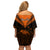 Personalised New Zealand Off Shoulder Short Dress Aotearoa Maori Kiwi Orange Fern LT01 - Polynesian Pride