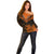 Personalised New Zealand Off Shoulder Sweater Aotearoa Maori Kiwi Orange Fern LT01 - Polynesian Pride