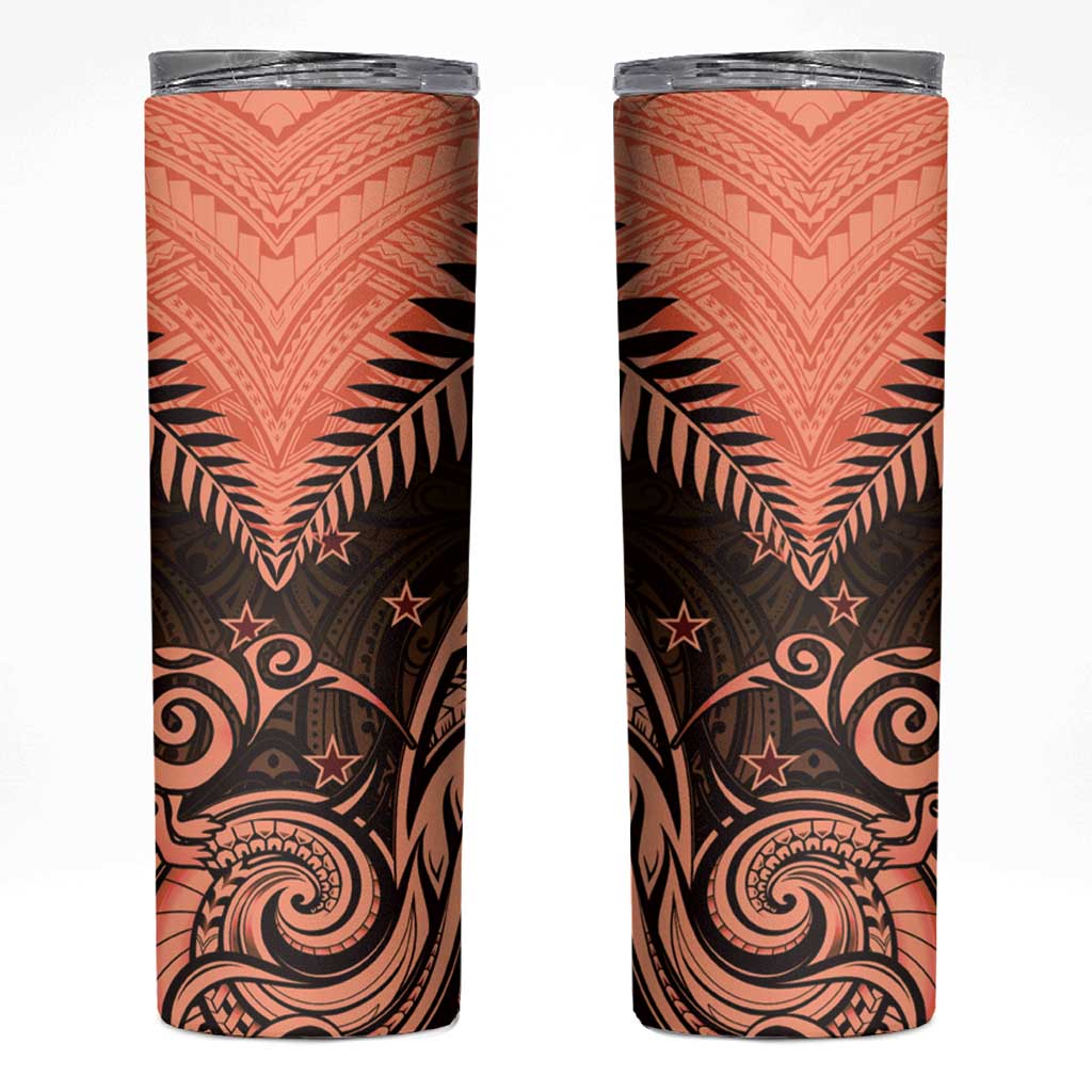 New Zealand Skinny Tumbler Aotearoa Maori Kiwi Orange Fern