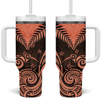 New Zealand Tumbler With Handle Aotearoa Maori Kiwi Orange Fern