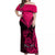 Personalised Aotearoa Off Shoulder Maxi Dress Maori Kiwi Pink Fern LT01 Women Pink - Polynesian Pride