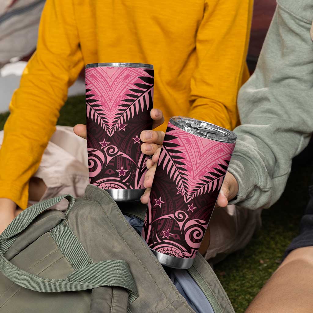 Aotearoa Tumbler Cup Maori Kiwi Pink Fern LT01 - Polynesian Pride