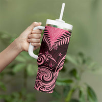 Aotearoa Tumbler With Handle Maori Kiwi Pink Fern LT01 - Polynesian Pride