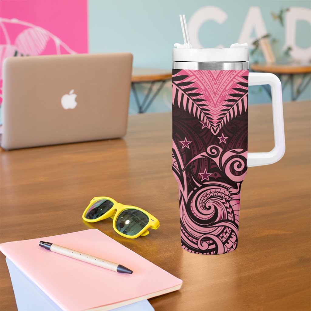 Aotearoa Tumbler With Handle Maori Kiwi Pink Fern LT01 - Polynesian Pride