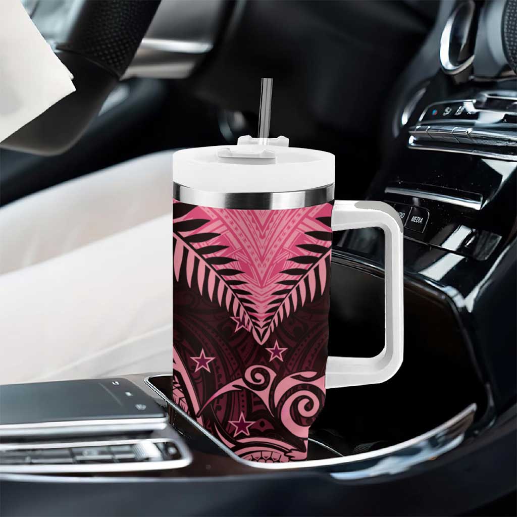 Aotearoa Tumbler With Handle Maori Kiwi Pink Fern LT01 - Polynesian Pride