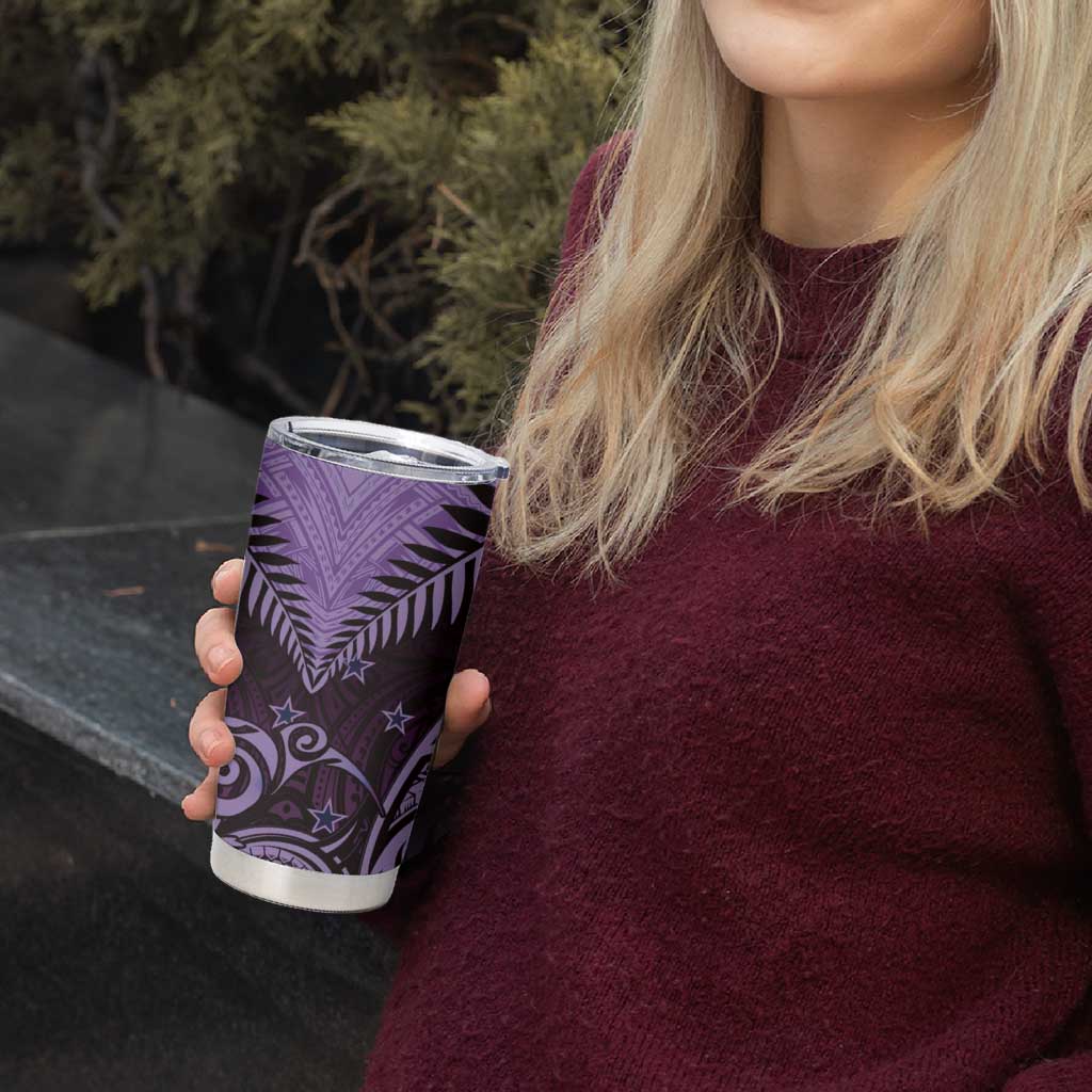 Aotearoa Tumbler Cup Maori Kiwi Purple Fern LT01 - Polynesian Pride