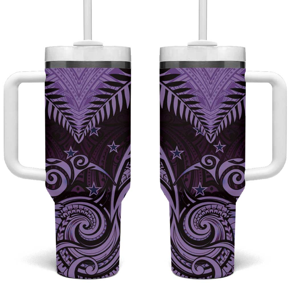 Aotearoa Tumbler With Handle Maori Kiwi Purple Fern LT01 One Size: 40 oz Purple - Polynesian Pride