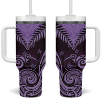 Aotearoa Tumbler With Handle Maori Kiwi Purple Fern LT01 One Size: 40 oz Purple - Polynesian Pride