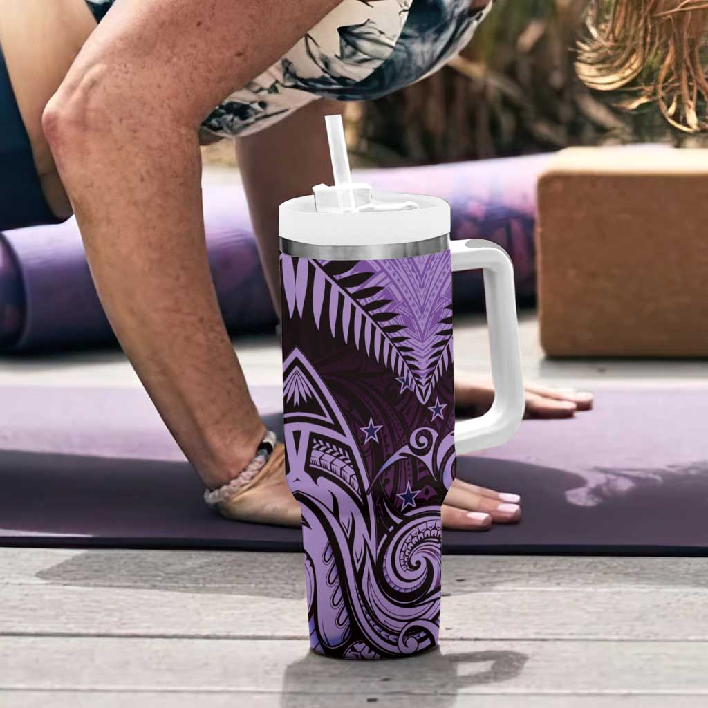Aotearoa Tumbler With Handle Maori Kiwi Purple Fern LT01 - Polynesian Pride
